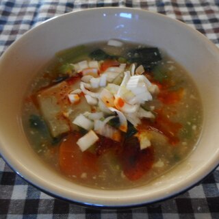 豆腐と白菜と小松菜のとろみスープ
